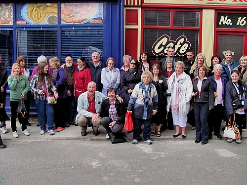 Corrie fans at the Cafe (Roys Rolls, Coronation Street set, 2010)